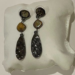 3 Shades of Brown Dangle Earrings